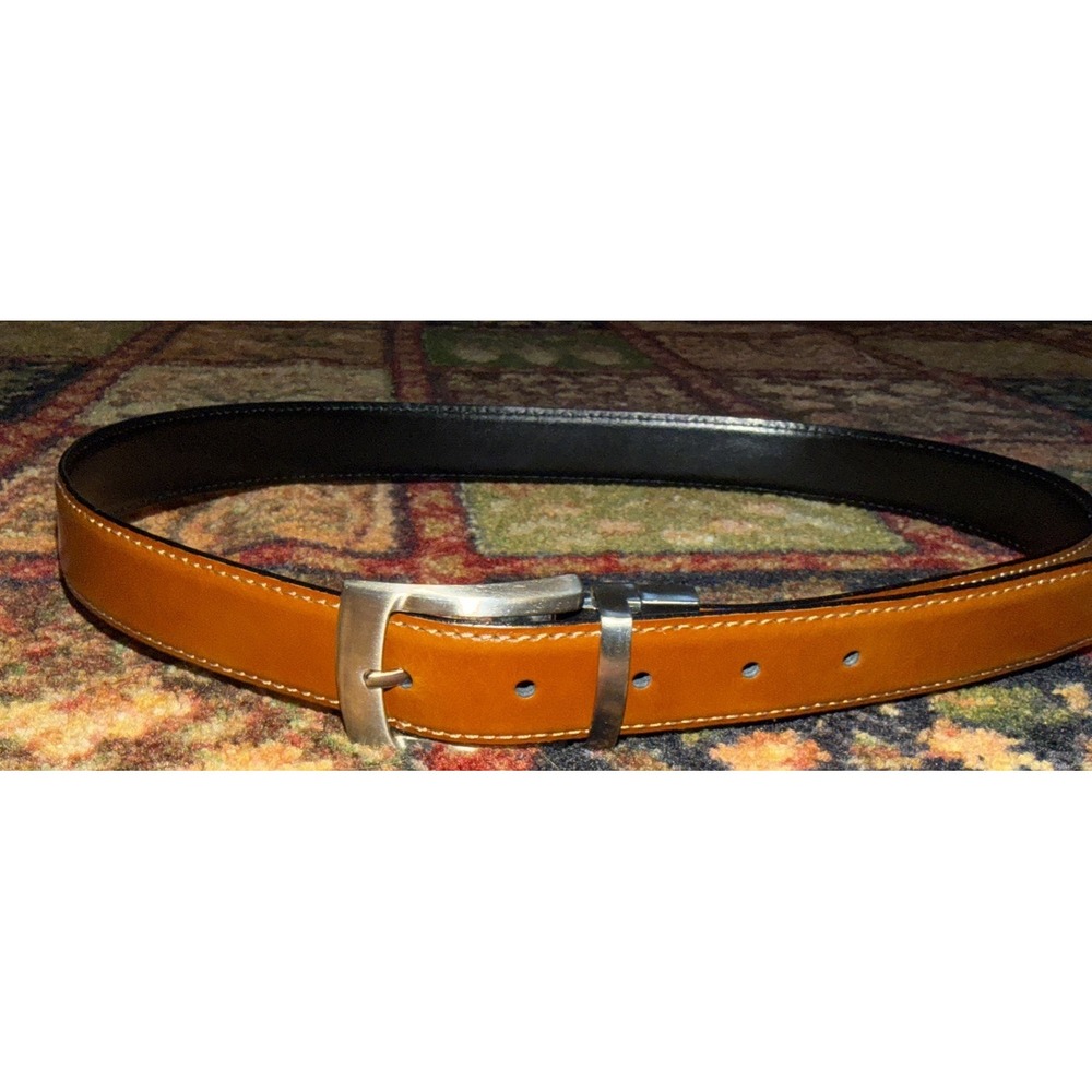 Genuine Italian Leather Belt 32/80 Handcrafted Silver Tone Buckle